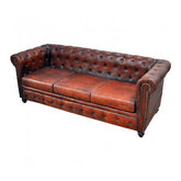 Chesterfield Aged Leather 3 seater sofa Leather Lounge Couch
